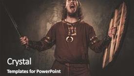  Presentation with warrior - Slides consisting of vandalism - serious viking with sword background and a dark gray colored foreground