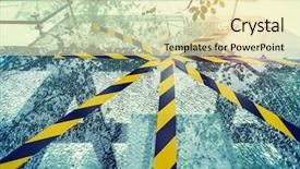  Presentation with broken glass - Slide set enhanced with vandalism - yellow tape across broken glass background and a soft green colored foreground