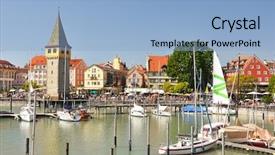  Presentation with port - Presentation design enhanced with vanets - port of lindau island germany background and a  colored foreground
