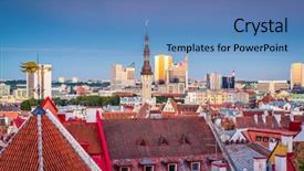  Presentation with skyline - PPT theme consisting of vanets - tallinn estonia old town background and a teal colored foreground