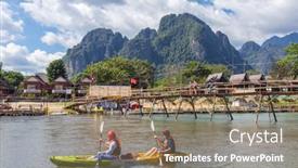 Presentation with rowing - Amazing slide deck having vang-vieng-laos-january-19 backdrop and a coral colored foreground