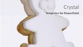  Presentation with cookie - PPT theme featuring vanila-cookie-bear-isolated background and a sky blue colored foreground