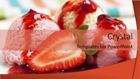  Presentation with ice cream - Presentation design featuring vanilla and raspberry ice background and a coral colored foreground