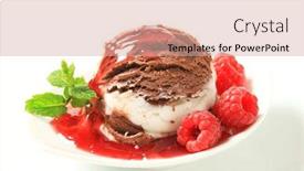  Presentation with chocolate ice cream - Cool new presentation with vanilla chocolate ice cream with raspberries backdrop and a lemonade colored foreground