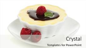  Presentation with white chocolate - Theme featuring vanilla custard with chocolate topping background and a sky blue colored foreground