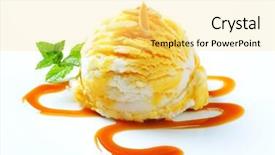  Presentation with vanilla ice cream fresh - Beautiful slides featuring vanilla ice cream scoop with caramel sauce and almonds on top backdrop and a blonde colored foreground