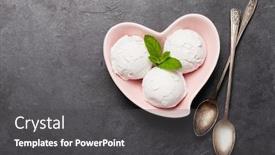  Presentation with ice cream - Presentation theme having vanilla-ice-cream-scoops background and a dark gray colored foreground