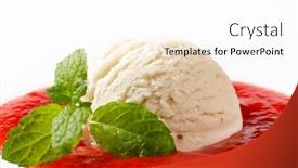  Presentation with ice cream strawberry - Slide deck with vanilla ice cream with strawberry puree background and a white colored foreground