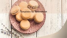  Presentation with vanilla - Presentation theme with vanilla macaroons with lavender cream on white wooden background background and a lemonade colored foreground