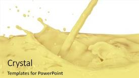  Presentation with vanilla splash - Cool new slides with vanilla milk splash isolated backdrop and a yellow colored foreground