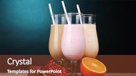  Presentation with milkshake - PPT theme enhanced with vanilla milkshake - milk shakes with fruits background and a tawny brown colored foreground