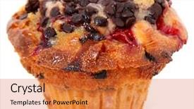  Presentation with muffin - Presentation theme having muffin filled with chocolate chips background and a red colored foreground