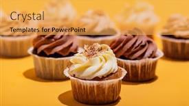  Presentation with sweet pastry - Amazing slides having vanilla muffin in a close-up on yellow background cupcakes sweet pastry backdrop and a yellow colored foreground