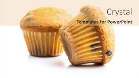  Presentation with muffins - Cool new PPT layouts with vanilla-muffins-sweet-cupcakes-isolated backdrop and a yellow colored foreground