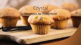  Presentation with vanilla - Amazing slide set having vanilla-muffins-sweet-cupcakes backdrop and a coral colored foreground