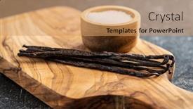  Presentation with vanilla - Amazing presentation theme having vanilla-pods-sticks-of-vanilla backdrop and a coral colored foreground