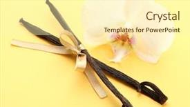  Presentation with vanilla - Audience pleasing presentation theme consisting of vanilla pods with flower on yellow background backdrop and a cream colored foreground