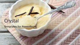  Presentation with pudding - Presentation theme enhanced with vanilla pudding in ceramic bowl background and a lemonade colored foreground