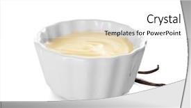  Presentation with pudding - Colorful PPT theme enhanced with vanilla pudding in ceramic bowl backdrop and a white colored foreground