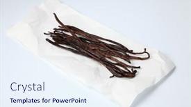  Presentation with vanilla - Beautiful presentation theme featuring vanilla-sticks-on-white-isolated backdrop and a sky blue colored foreground