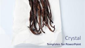  Presentation with vanilla - Presentation with vanilla-sticks-on-white-isolated background and a sky blue colored foreground