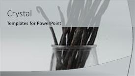  Presentation with vanilla - PPT theme consisting of vanilla-sticks-on-white-isolated background and a light gray colored foreground