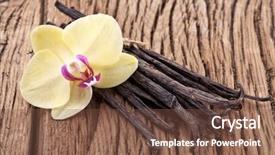  Presentation with vanilla - Audience pleasing PPT theme consisting of vanilla sticks with a flower backdrop and a tawny brown colored foreground