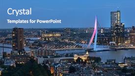  Presentation with view of rotterdam city - Colorful slide deck enhanced with vantage point - rotterdam city center at night backdrop and a teal colored foreground