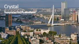  Presentation with view of rotterdam city - Beautiful presentation theme featuring vantage point - rotterdam city center high angle backdrop and a seafoam green colored foreground