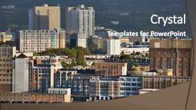  Presentation with city - Presentation design featuring vantage point - rotterdam city view background and a ocean colored foreground