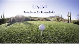  Presentation with golf ball on tee - PPT layouts having vantage point - tee off - golf ball background and a sky blue colored foreground