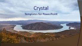  Presentation with danube - Audience pleasing theme consisting of vantage point - turn of the river danube backdrop and a sky blue colored foreground