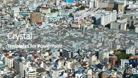  Presentation with tokyo - Colorful slide set enhanced with vantage point - view of a tokyo neighbourhood backdrop and a gray colored foreground