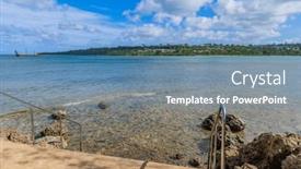  Presentation with port - PPT theme having vanuatu-efate-island-port-vila background and a seafoam green colored foreground