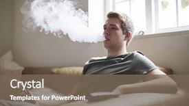  Presentation with smoking - Beautiful PPT theme featuring vaping - young man using vapourizer backdrop and a violet colored foreground