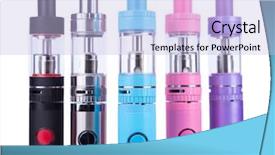  Presentation with vaping - Beautiful slide set featuring vaping devices isolated on white backdrop and a light blue colored foreground
