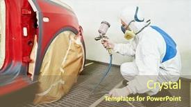  Presentation with auto repair - Slides enhanced with vapor machine - auto mechanic worker painting background and a violet colored foreground