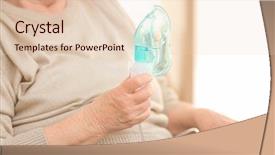  Presentation with elderly home - Audience pleasing PPT theme consisting of vapor machine - elderly woman with nebulizer mask backdrop and a lemonade colored foreground