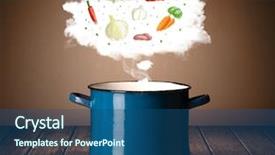  Presentation with vapor - Presentation design consisting of vapor steam above cooking pot background and a  colored foreground