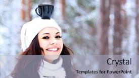  Presentation with vapor trail - PPT theme consisting of vapor trail - happy woman with a cup background and a light blue colored foreground