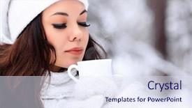  Presentation with vapor trail - Presentation theme featuring vapor trail - woman with a cup background and a sky blue colored foreground