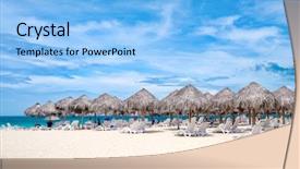  Presentation with hotel resort - Audience pleasing PPT theme consisting of varadero beach in cuba backdrop and a light blue colored foreground