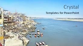  Presentation with ghat - Colorful presentation enhanced with varanasi-india-13-february-manikarnika backdrop and a arctic colored foreground