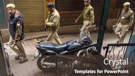  Presentation with varanasi - Presentation design consisting of varanasi-india-20-february-2015 background and a tawny brown colored foreground