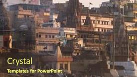  Presentation with ghat - Slide deck with varanasi-india-23-march-manikarnika background and a tawny brown colored foreground