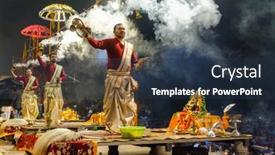  Presentation with incense - Audience pleasing slides consisting of varanasi-india-january-17-2019 backdrop and a tawny brown colored foreground