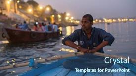  Presentation with hinduism - Cool new presentation theme with varanasi-india-mar-13-2018 backdrop and a  colored foreground