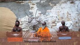  Presentation with ghat - Beautiful theme featuring varanasi-india-mar-15-2018 backdrop and a coral colored foreground