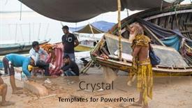  Presentation with ghat - Amazing presentation design having varanasi-india-mar-15-2018 backdrop and a coral colored foreground