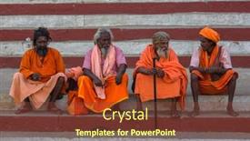  Presentation with ghats - Beautiful PPT theme featuring varanasi-india-mar-17-2018 backdrop and a tawny brown colored foreground